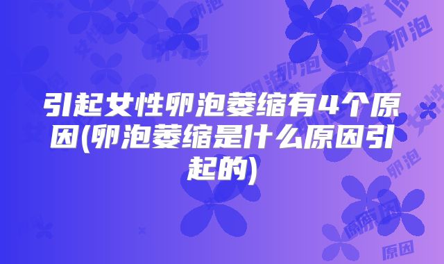 引起女性卵泡萎缩有4个原因(卵泡萎缩是什么原因引起的)
