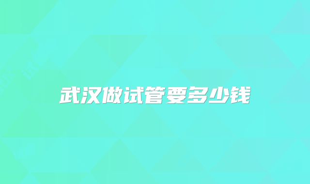武汉做试管要多少钱