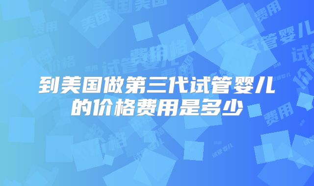 到美国做第三代试管婴儿的价格费用是多少