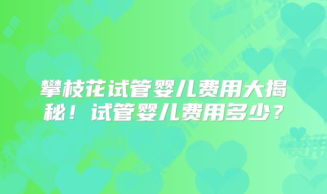 攀枝花试管婴儿费用大揭秘！试管婴儿费用多少？