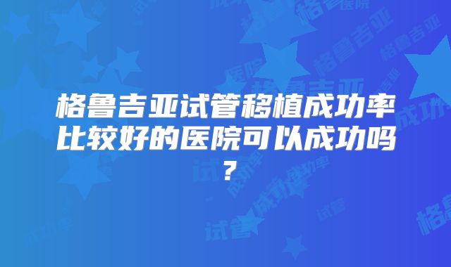 格鲁吉亚试管移植成功率比较好的医院可以成功吗？