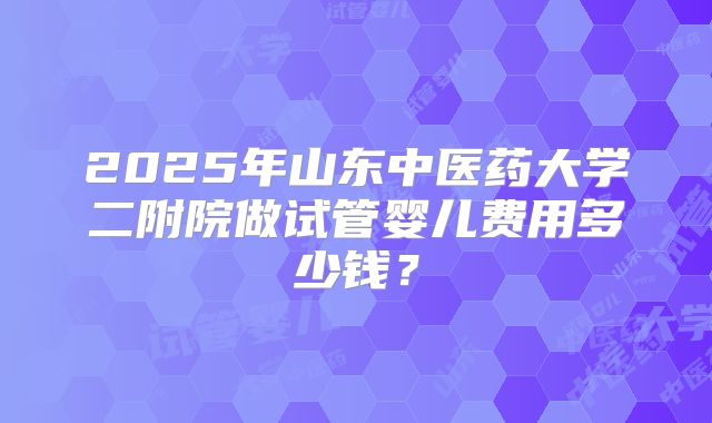 2025年山东中医药大学二附院做试管婴儿费用多少钱?