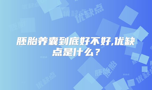 胚胎养囊到底好不好,优缺点是什么？