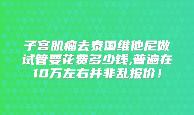 子宫肌瘤去泰国维他尼做试管要花费多少钱,普遍在10万左右并非乱报价！