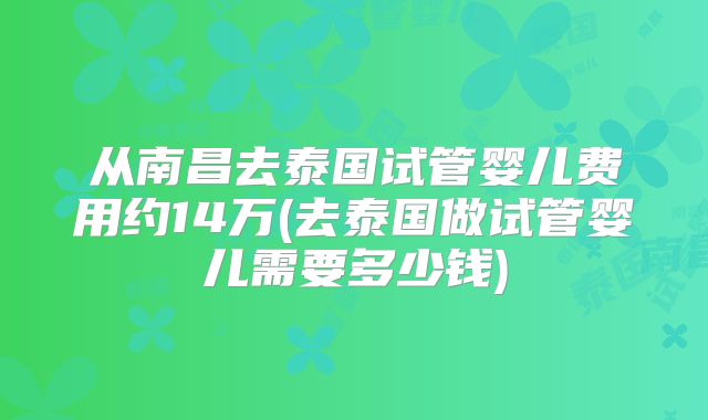 从南昌去泰国试管婴儿费用约14万(去泰国做试管婴儿需要多少钱)