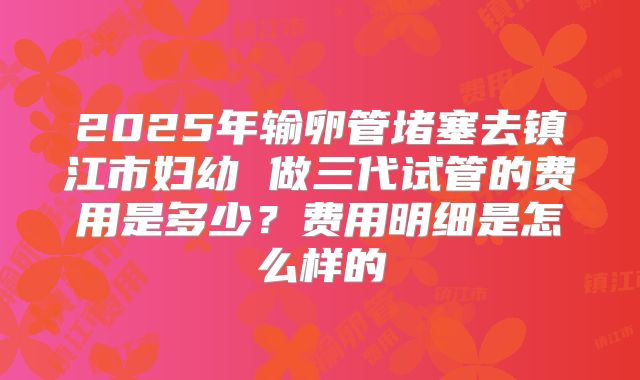 2025年输卵管堵塞去镇江市妇幼 做三代试管的费用是多少？费用明细是怎么样的