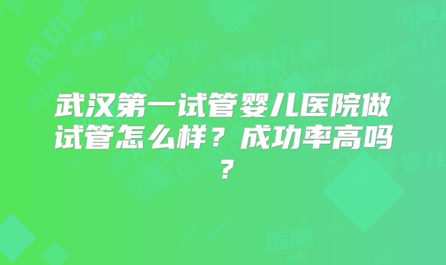 武汉第一试管婴儿医院做试管怎么样？成功率高吗？