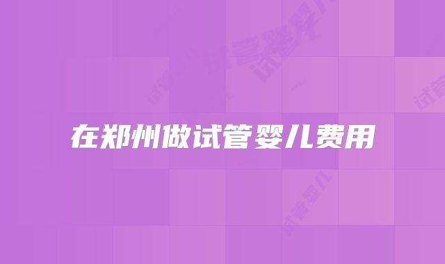 在郑州做试管婴儿费用