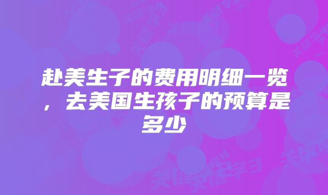 赴美生子的费用明细一览,去美国生孩子的预算是多少