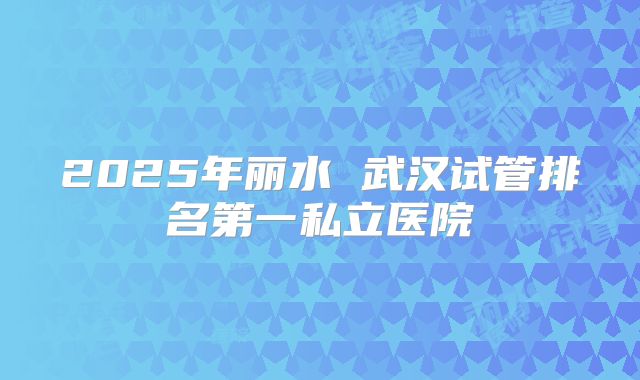 2025年丽水 武汉试管排名第一私立医院