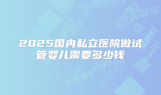 2025国内私立医院做试管婴儿需要多少钱