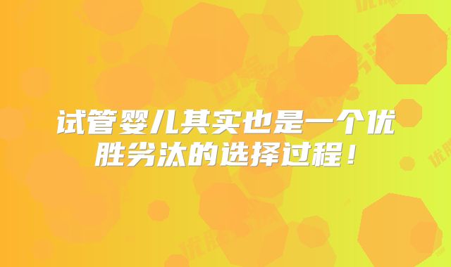 试管婴儿其实也是一个优胜劣汰的选择过程！