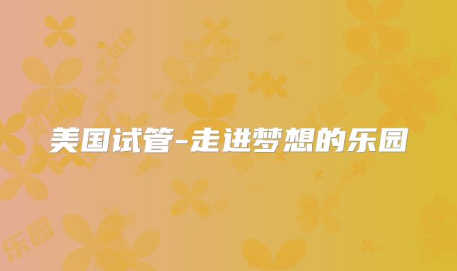 美国试管-走进梦想的乐园