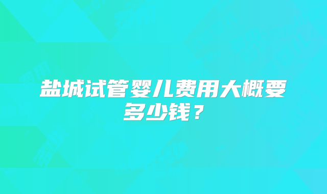 盐城试管婴儿费用大概要多少钱？