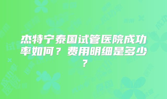 杰特宁泰国试管医院成功率如何?费用明细是多少?