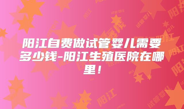 阳江自费做试管婴儿需要多少钱-阳江生殖医院在哪里！