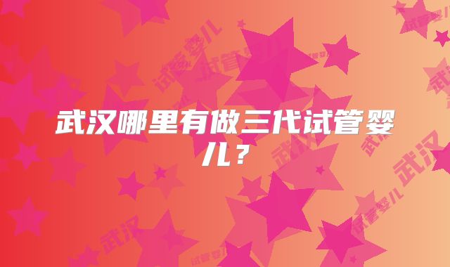 武汉哪里有做三代试管婴儿？