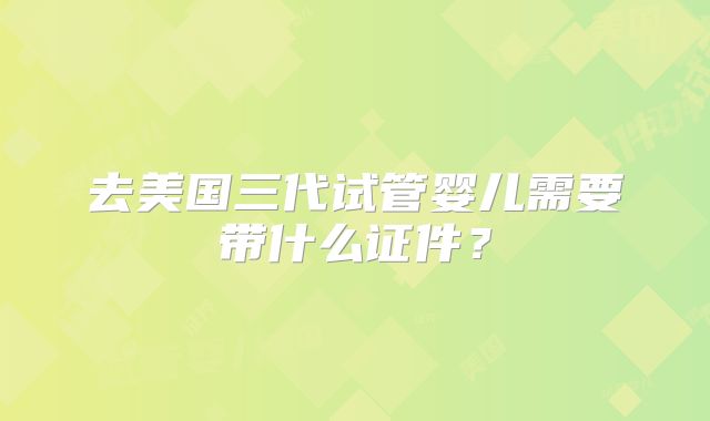 去美国三代试管婴儿需要带什么证件？