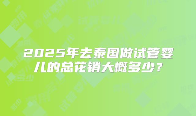 2025年去泰国做试管婴儿的总花销大概多少?