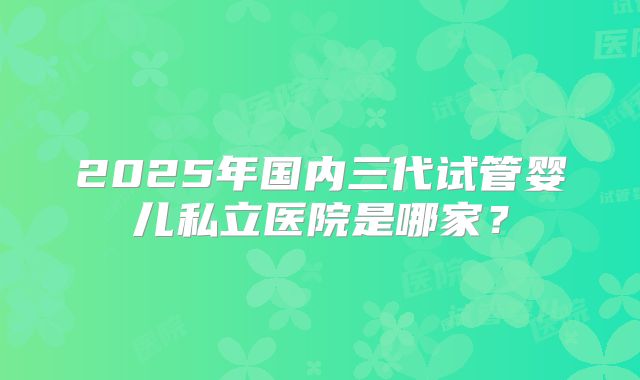 2025年国内三代试管婴儿私立医院是哪家？