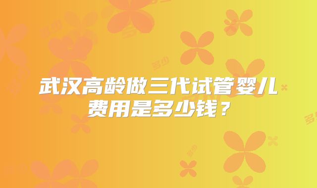 武汉高龄做三代试管婴儿费用是多少钱？