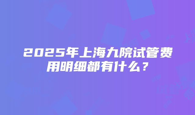 2025年上海九院试管费用明细都有什么？