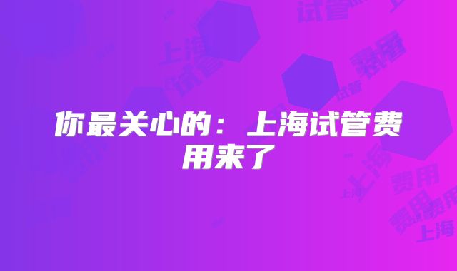 你最关心的:上海试管费用来了