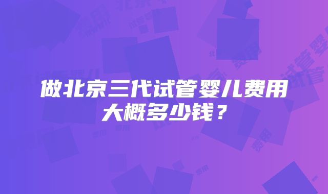 做北京三代试管婴儿费用大概多少钱？