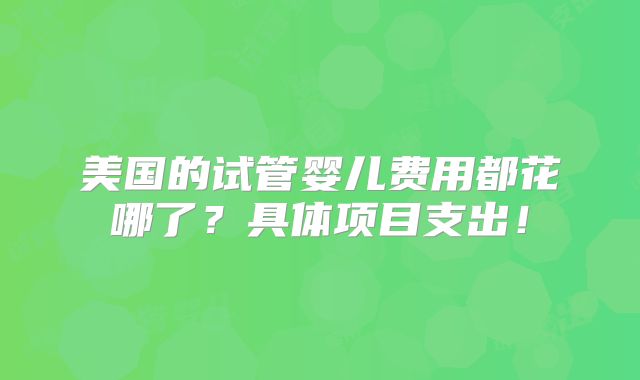 美国的试管婴儿费用都花哪了?具体项目支出!