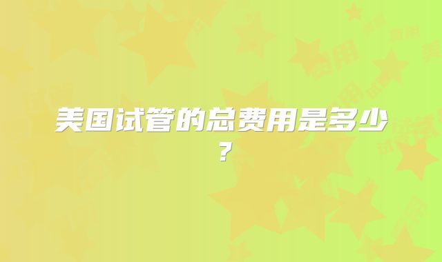 美国试管的总费用是多少？