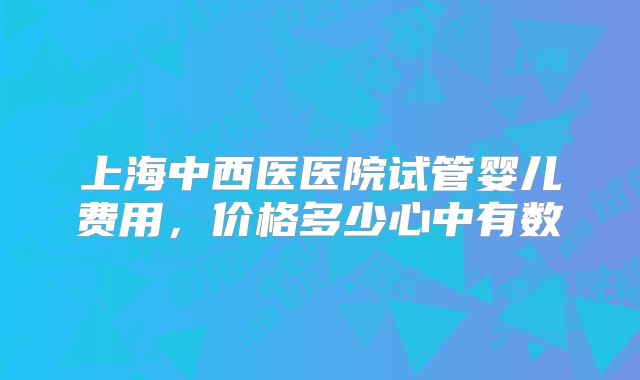 上海中西医医院试管婴儿费用，价格多少心中有数