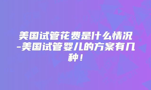 美国试管花费是什么情况-美国试管婴儿的方案有几种！