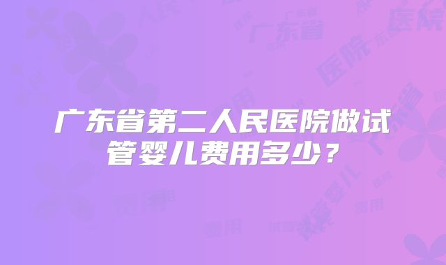 广东省第二人民医院做试管婴儿费用多少？