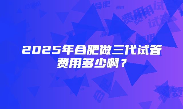 2025年合肥做三代试管费用多少啊？