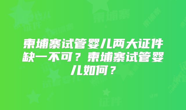 柬埔寨试管婴儿两大证件缺一不可？柬埔寨试管婴儿如何？