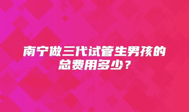 南宁做三代试管生男孩的总费用多少？