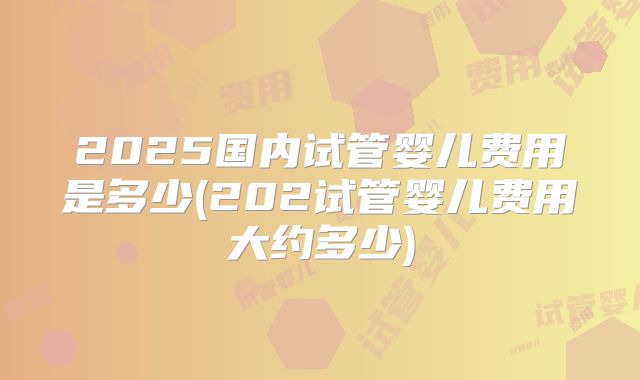 2025国内试管婴儿费用是多少(202试管婴儿费用大约多少)