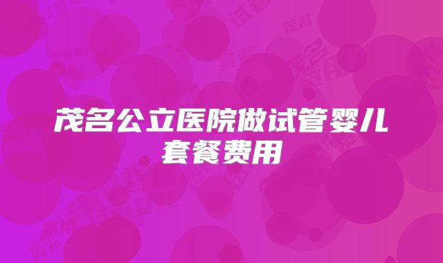 茂名公立医院做试管婴儿套餐费用