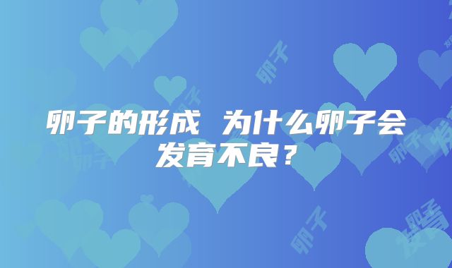 卵子的形成 为什么卵子会发育不良？