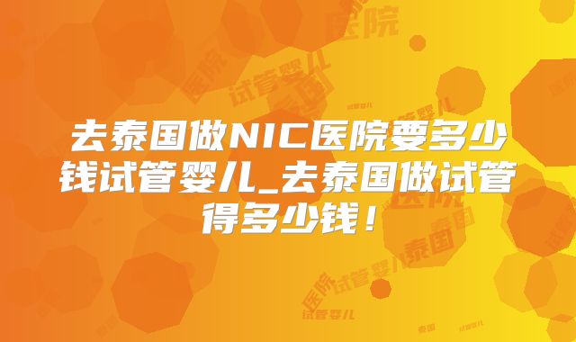 去泰国做NIC医院要多少钱试管婴儿_去泰国做试管得多少钱！