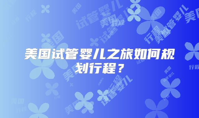 美国试管婴儿之旅如何规划行程？