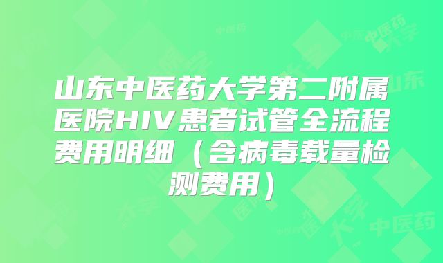 山东中医药大学第二附属医院HIV患者试管全流程费用明细（含病毒载量检测费用）