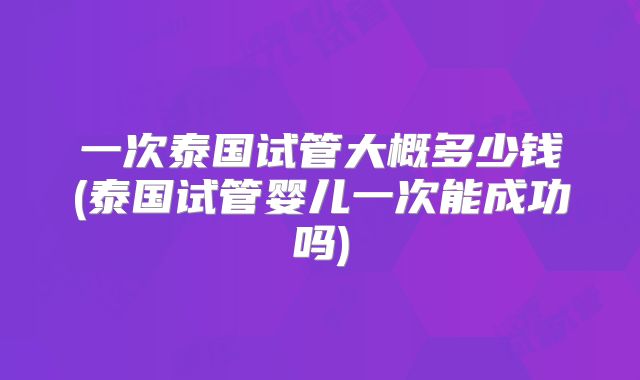 一次泰国试管大概多少钱(泰国试管婴儿一次能成功吗)