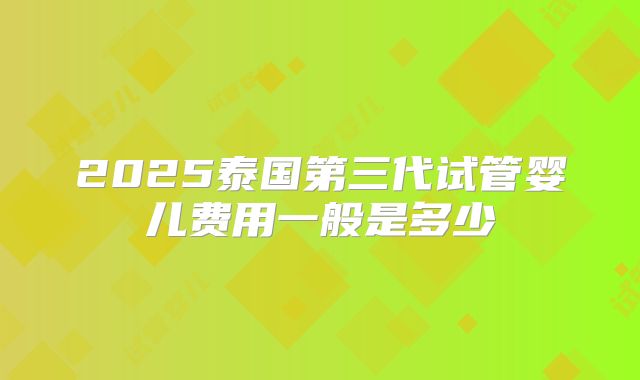 2025泰国第三代试管婴儿费用一般是多少