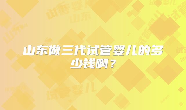 山东做三代试管婴儿的多少钱啊？