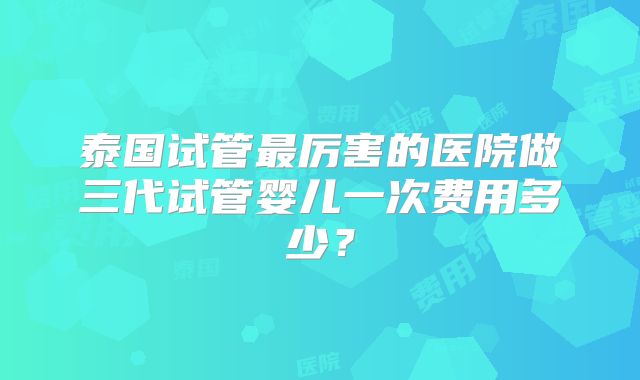 泰国试管最厉害的医院做三代试管婴儿一次费用多少？