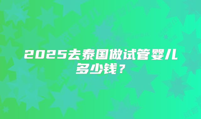 2025去泰国做试管婴儿多少钱？