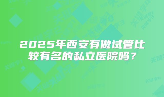 2025年西安有做试管比较有名的私立医院吗？