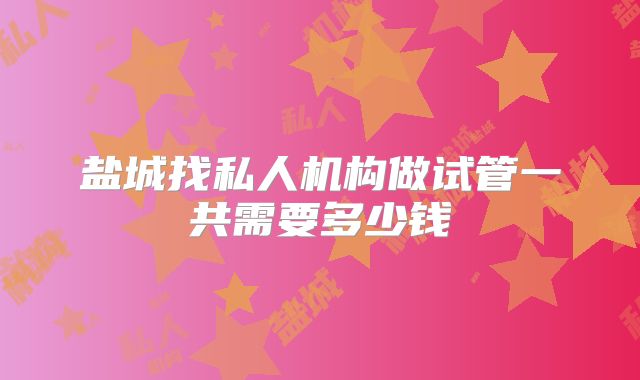 盐城找私人机构做试管一共需要多少钱