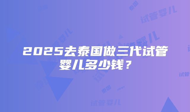 2025去泰国做三代试管婴儿多少钱？